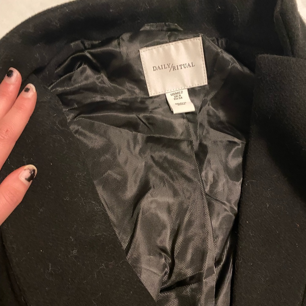 Daily Ritual Black Overcoat - Picture 5 of 7
